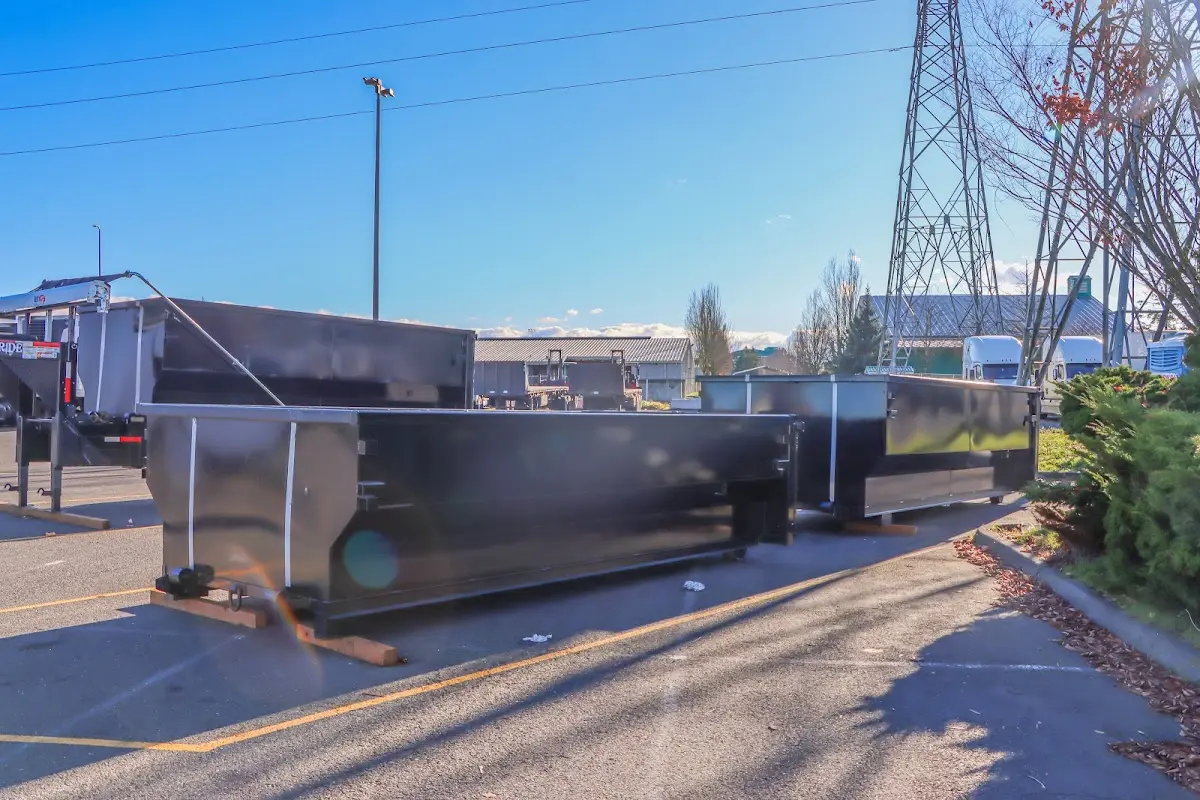 Roll-off dumpster ready for waste disposal at job site for Estate Cleanout Dumpster Rental in San Marino